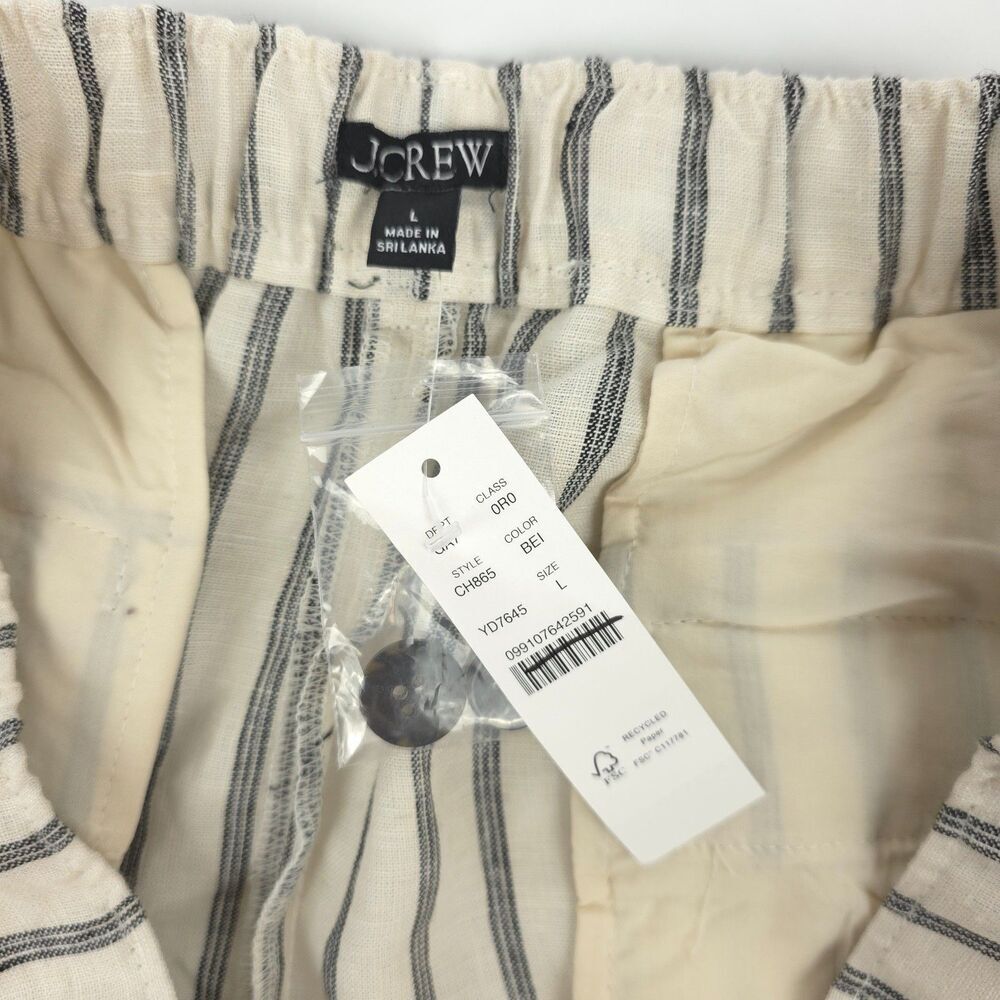 NWT J Crew Harbor Wide Leg pant striped linen Beachy Boho Resort Coastal Preppy - Picture 2 of 9